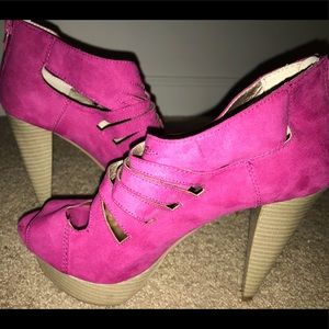 Sold Charlotte Russe Hot Pink Caged Sandal Heels